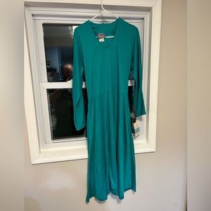 Vintage Alison J 80s Cotton Long Sleeve Maxi Circle Dress Size 12P